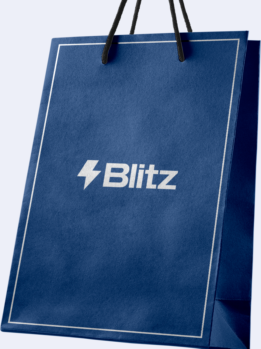 Blitz logo on paper bag
